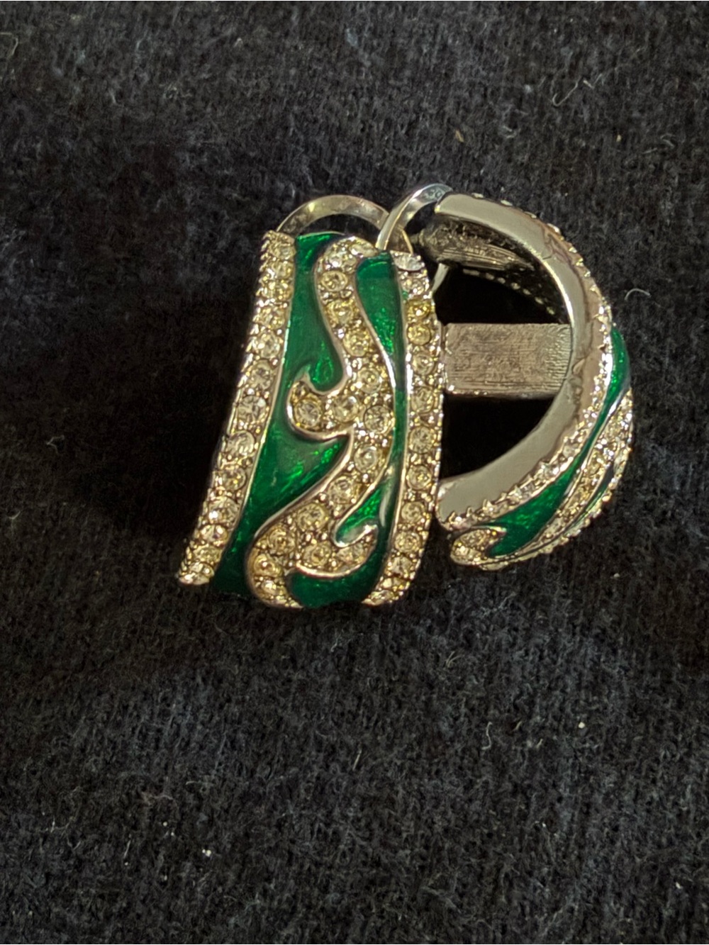 Vintage Joan Collin’s Emerald Green Crystal Hoop Earrings